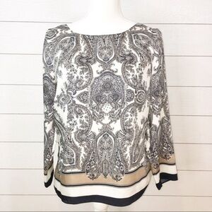 Talbots Petites Scarf Print Top